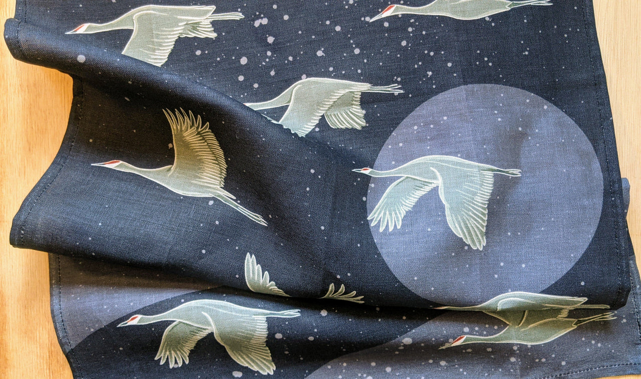 Jen Fox - Sandhill Cranes Linen Tea Towel