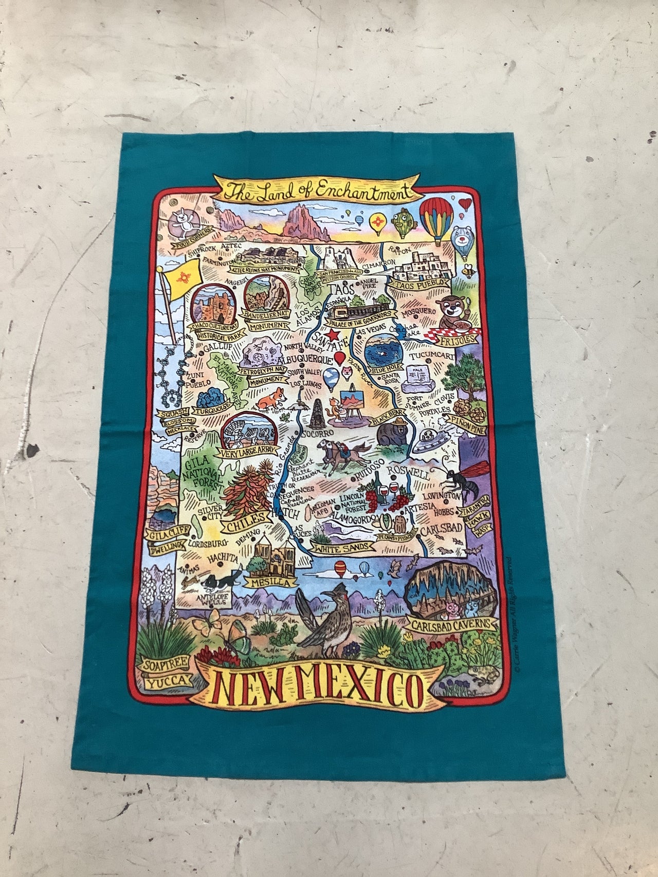 Apple Vintage - New Mexico Map art tapestry hand towel