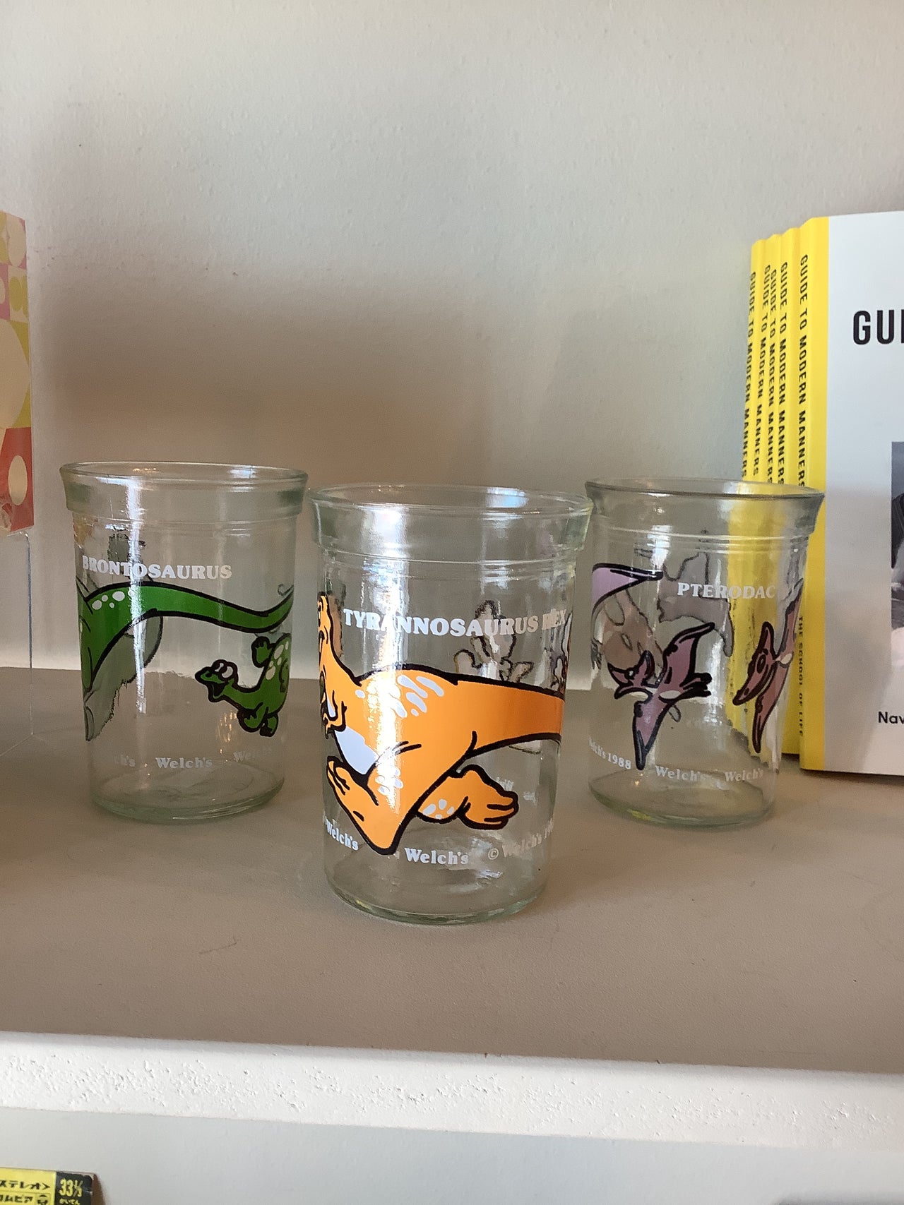 Flyby Provisions - Vintage Glassware - Vintage Welches Dinosaur Glass Cups