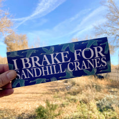 Jen Fox - I Brake For Sandhill Cranes Bumper Sticker