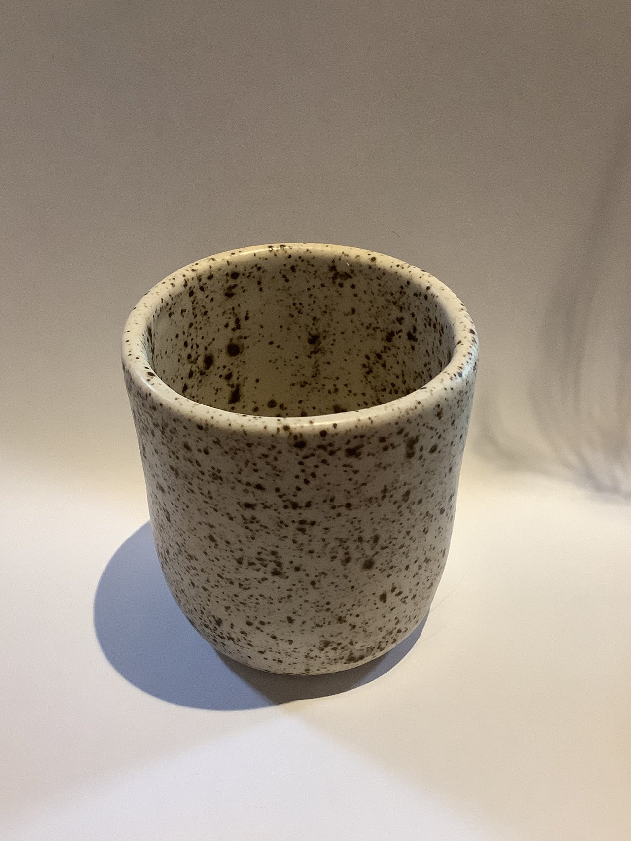 Ceramics By Marissa Wood - Ceramic Tea Cup - White & Brown Speckles