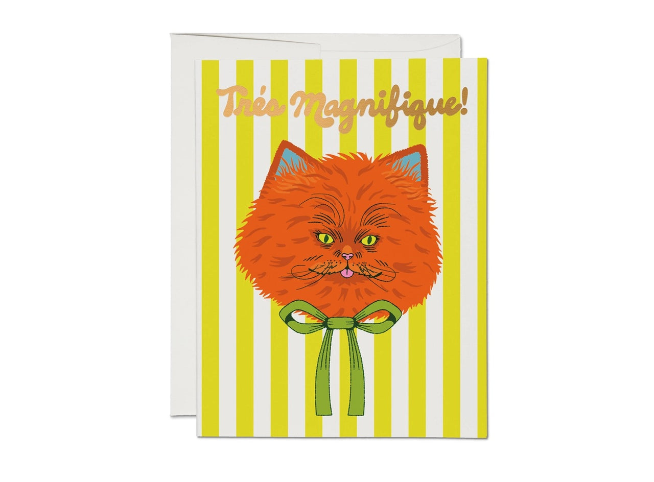 Red Cap Cards - Greeting Card - "Trés Magnifique" Friendship Cat