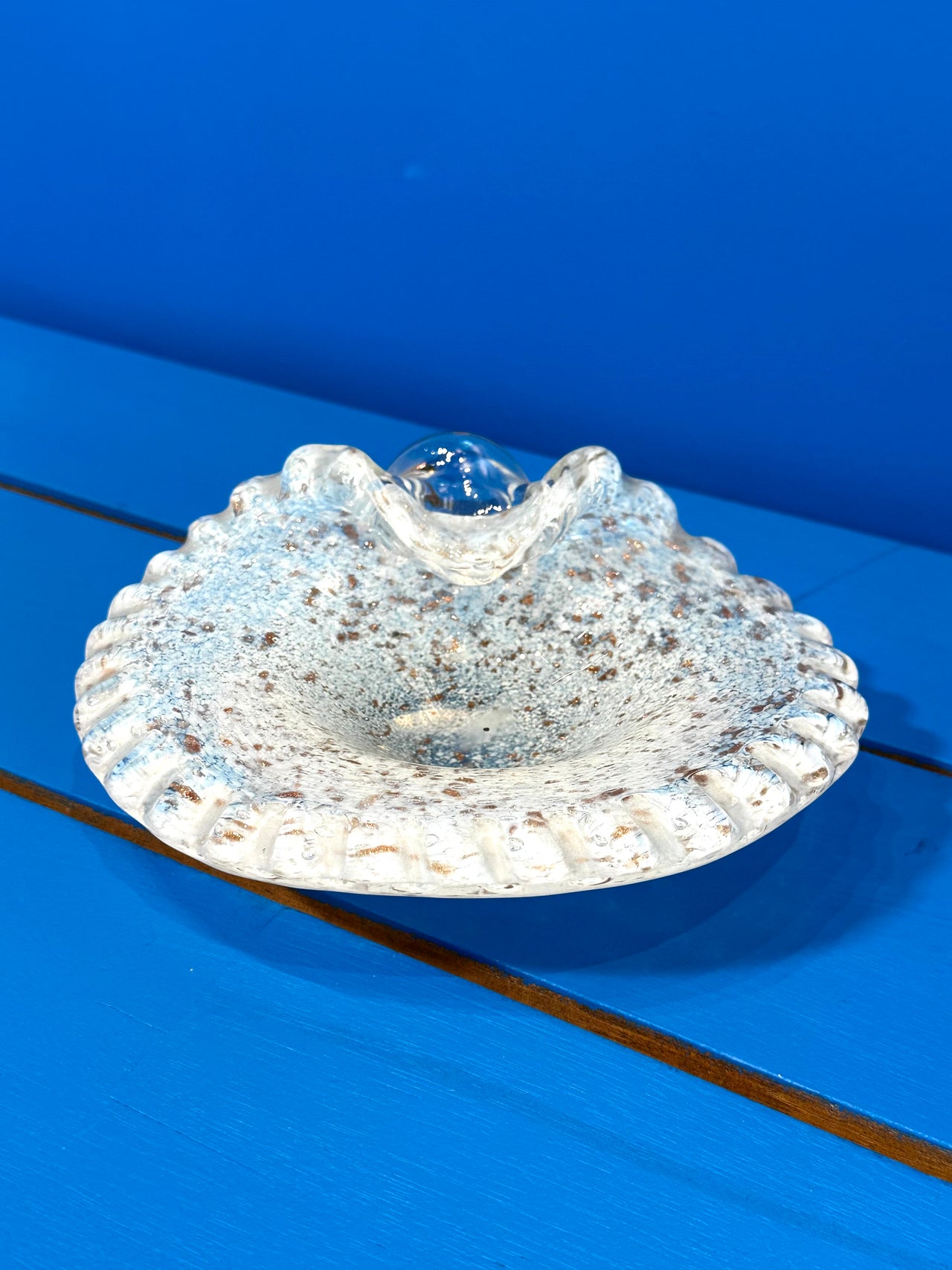 Vintage Gold and White Glass Dish