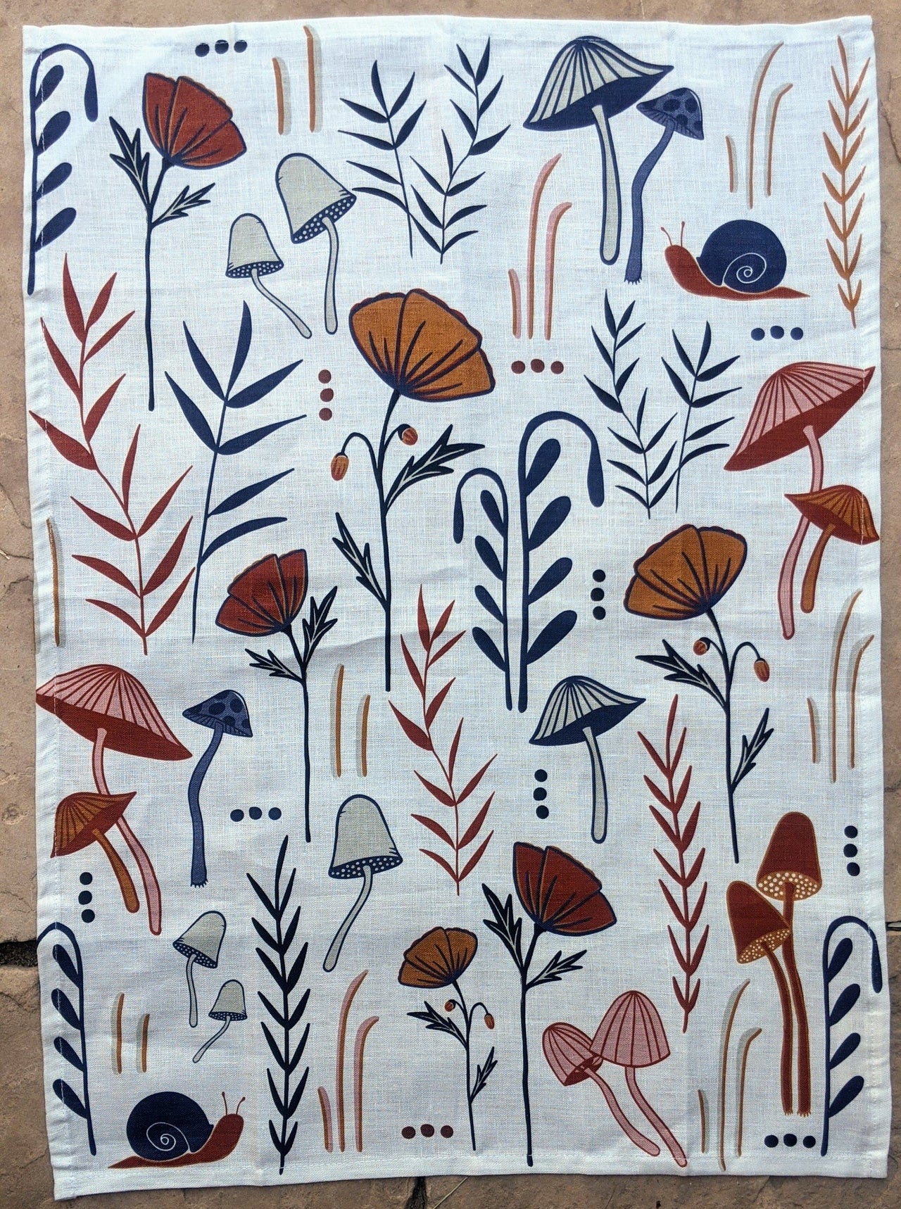 Jen Fox - Mushroom Forest Linen Tea Towel
