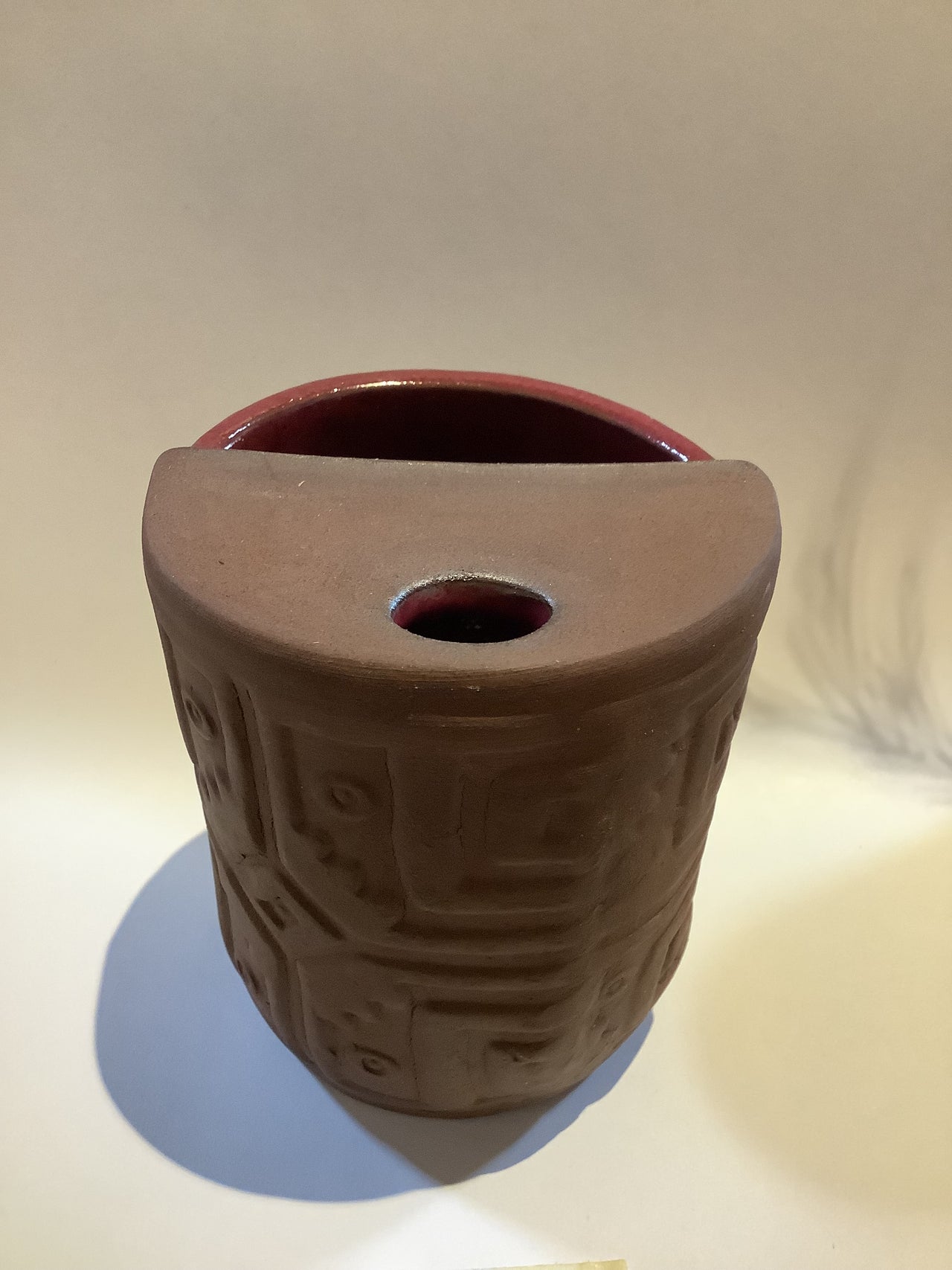 Ceramics By Marissa Wood - Ceramic Tea Cup With Spout - Red & Brown