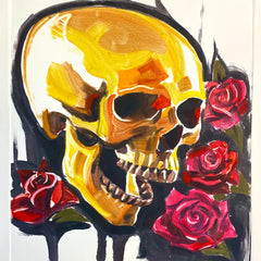 Aaroneous Arts - “Skull” Monotype Original Art Print 16.5x18