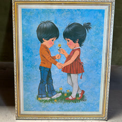 Flyby - Vintage art - Girl Red Dress & Boy