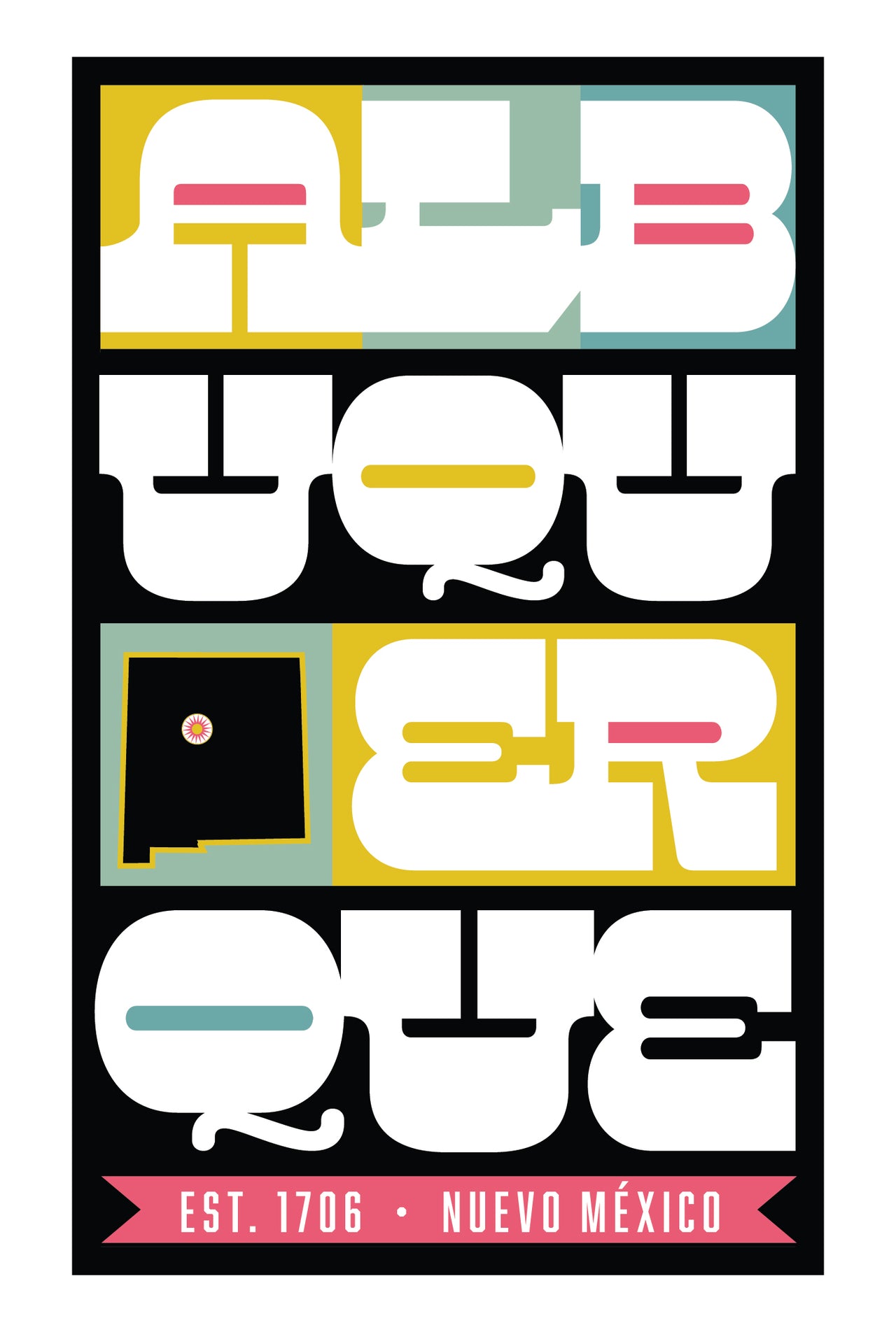 Albuquerque Collage Postcards - Black