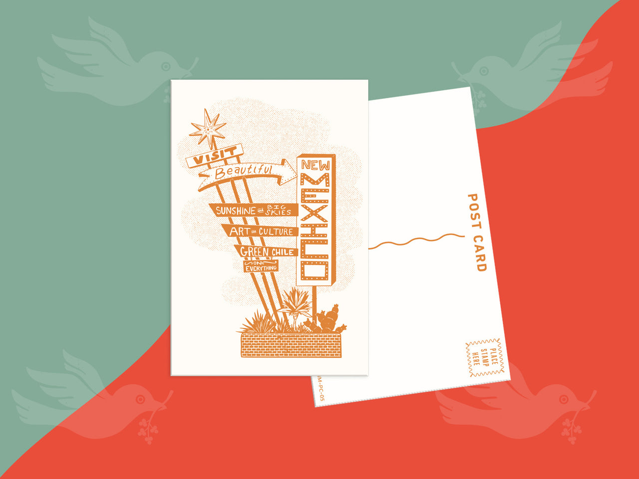 New Mexico Vintage Sign Postcard - Orange