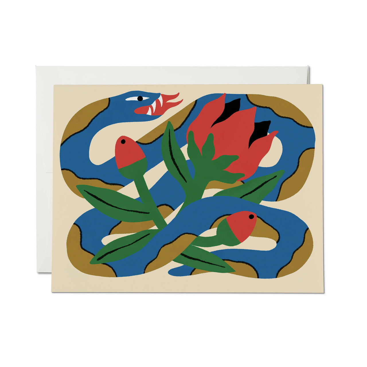 Snake and Rose Greeting Card : Single