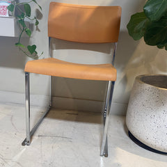 Apple Vintage - Furniture - Vintage Krueger Chrome Stacking Side Chair - Mid Century Modern - Orange