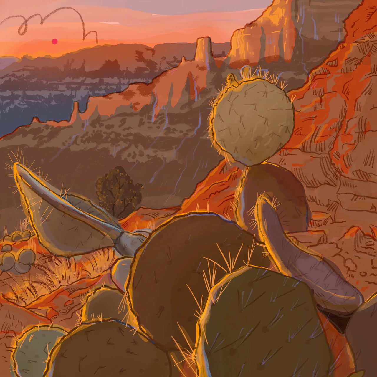 Fenn Fire Studio - Print 8”x8” - Hoodoo Prickly Pear
