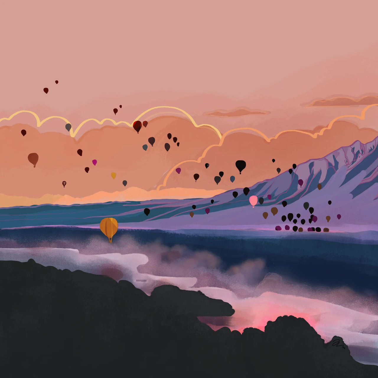 Fenn Fire Studio - Print 8”x8” - Balloon Fiesta Rio Grande