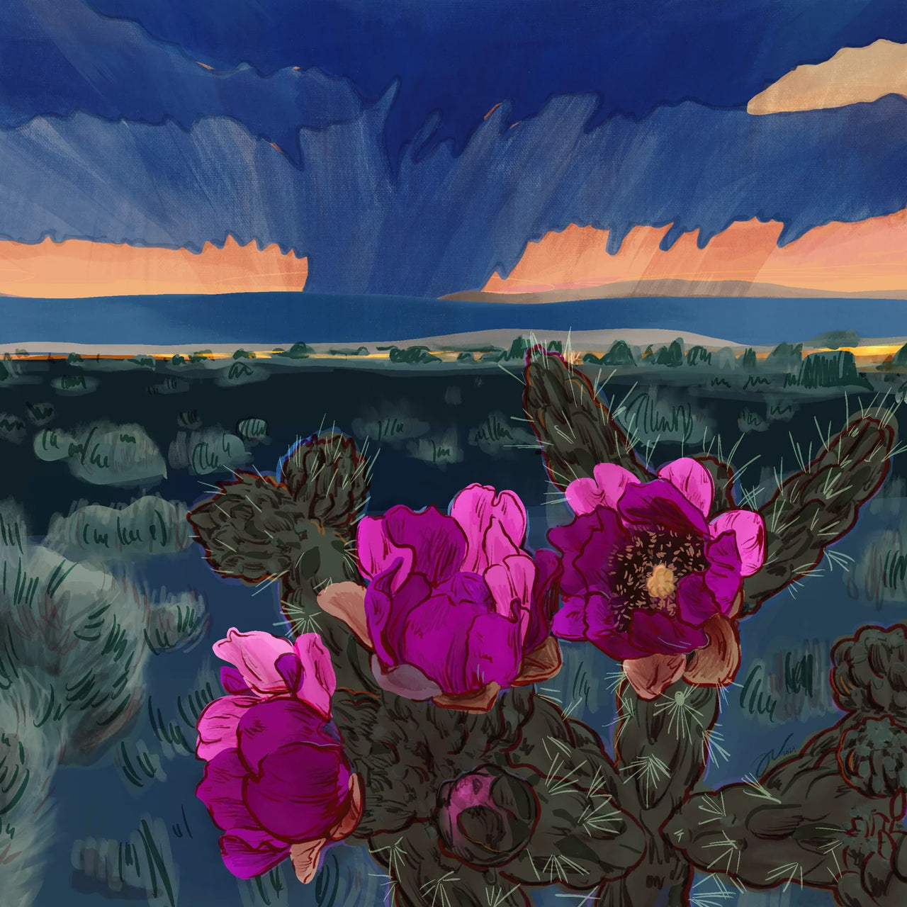 Fenn Fire Studio - Print 8”x8” - The Monsoon Cactus