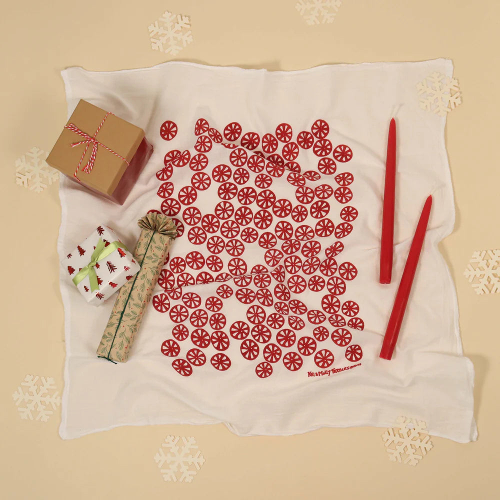 Kei & Molly - Tea Towel - Peppermint  (Red)