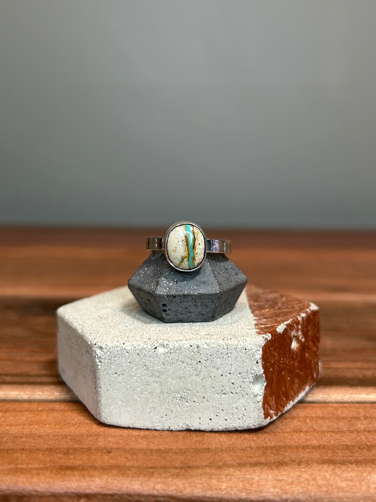 One Seed Design -Stone Mountain Ribbon Turquoise Sterling Silver Ring - FB007