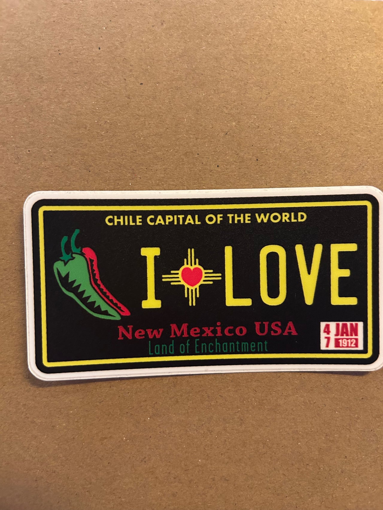 Metal the Brand - Sticker - I Love New Mexico License Plate (Black & Yellow)