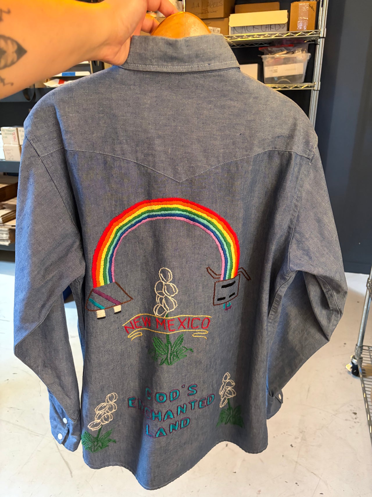 Vintage - Embroidered  Southwestern Denim Jacket