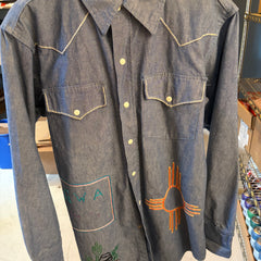 Vintage - Embroidered  Southwestern Denim Jacket