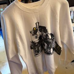 Vintage - Railroad Screenprint Pullover in white