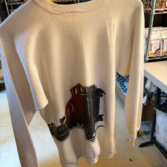 Vintage - Railroad Screenprint Pullover in white