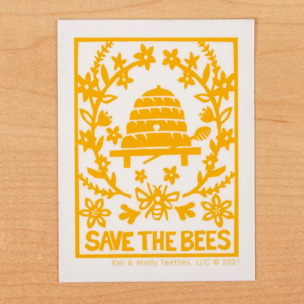 Kei & Molly - Save The Bees Sticker - Yellow