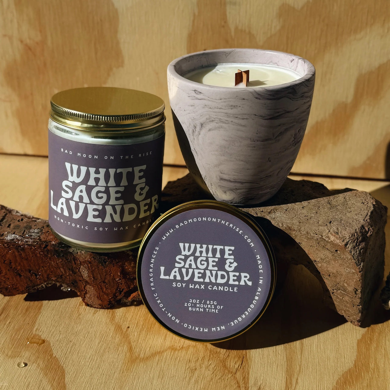 White Sage Lavender Soy Wax Candle Tin 3 oz