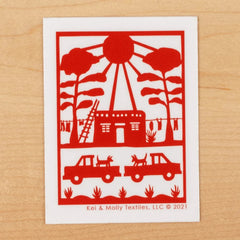 Kei & Molly -Adobe House Sticker - Red