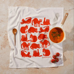 Kei & Molly - Tea Towel - Cats (Burnt Orange)