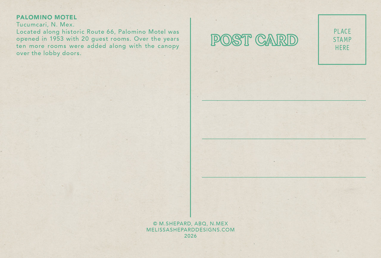 Route 66 Postcard - Melissa Shepard - Palomino Motel