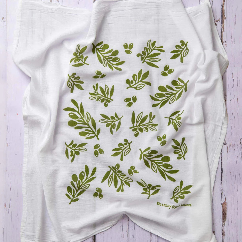 Kei & Molly - Tea Towel - Olives (green)
