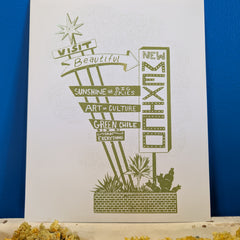 New Mexico Vintage Sign Print - 8”x10” (Green)