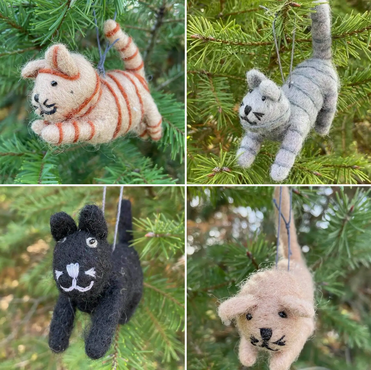 SALE - Winding Road - Felt Ornaments - Assorted Cats