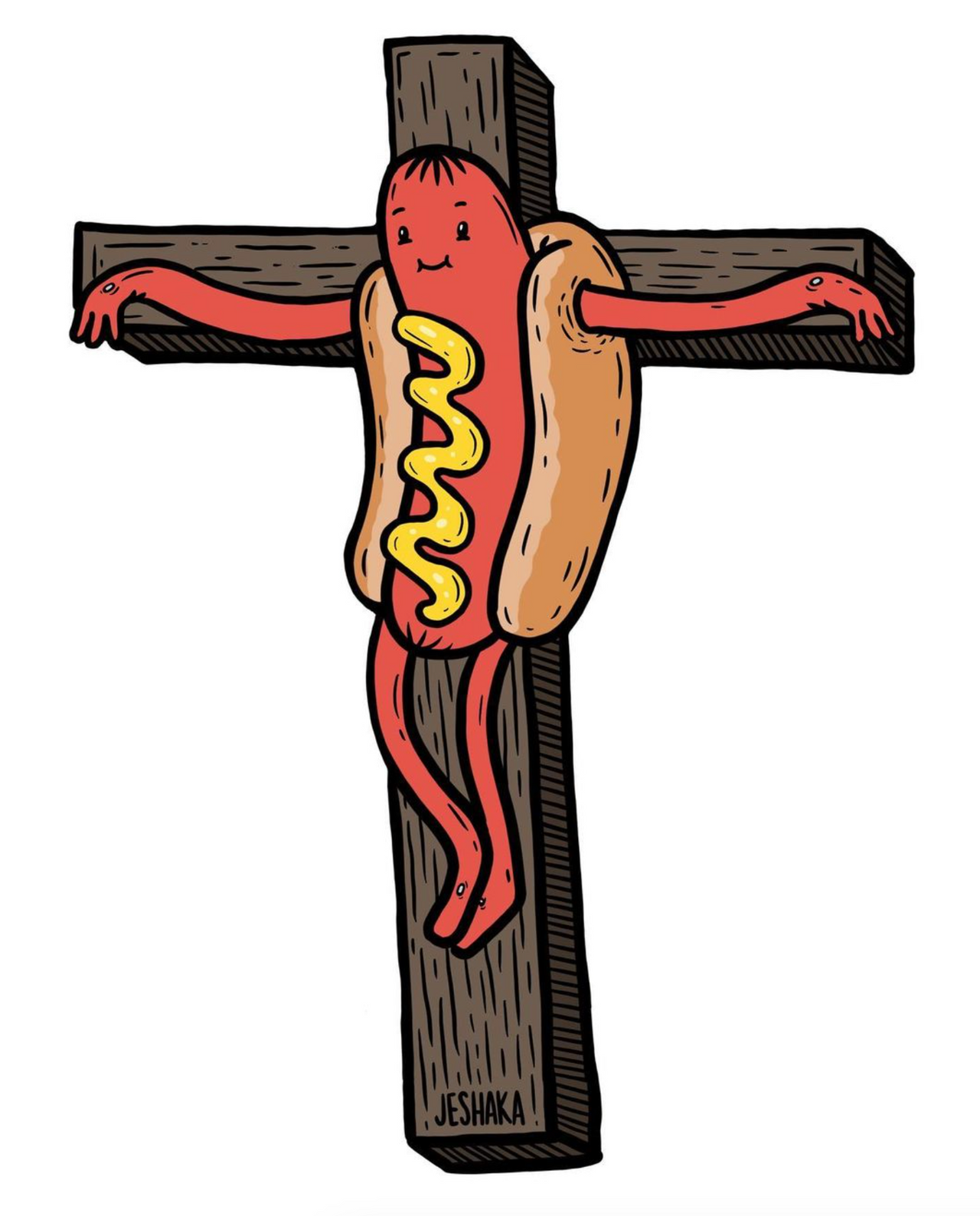 JESHAKA - Sticker - Hot Dog on a Cross