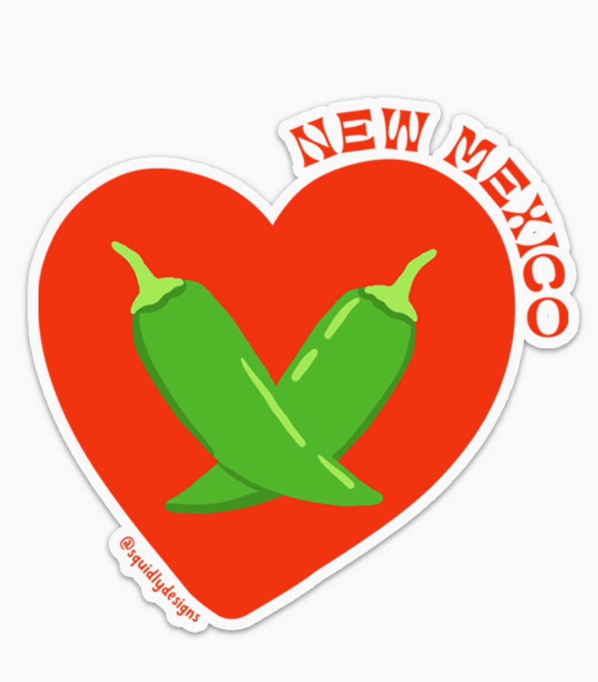Squidly - Green Chile Heart Sticker