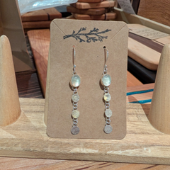 One Seed Designs - Prehnite and Sterling Circle Dangle Earrings
