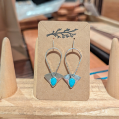 One Seed Designs - Kingman Turquoise Shield Dangle Earrings