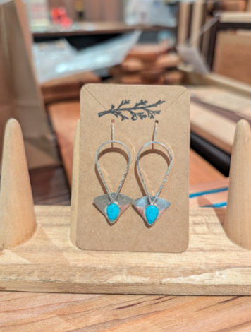 One Seed Designs - Kingman Turquoise Shield Dangle Earrings