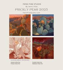 Fenn Fire Studio - Postcard - Square Postcards Prickly Pear set of 4