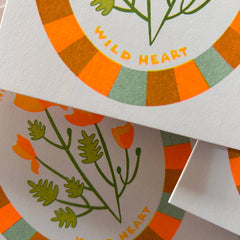Wild Heart Poppy Birthday - Risograph Greeting Card  