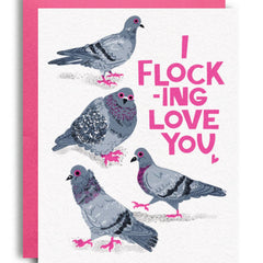 Flocking Love You Pigeon Risograph Greeting Card 