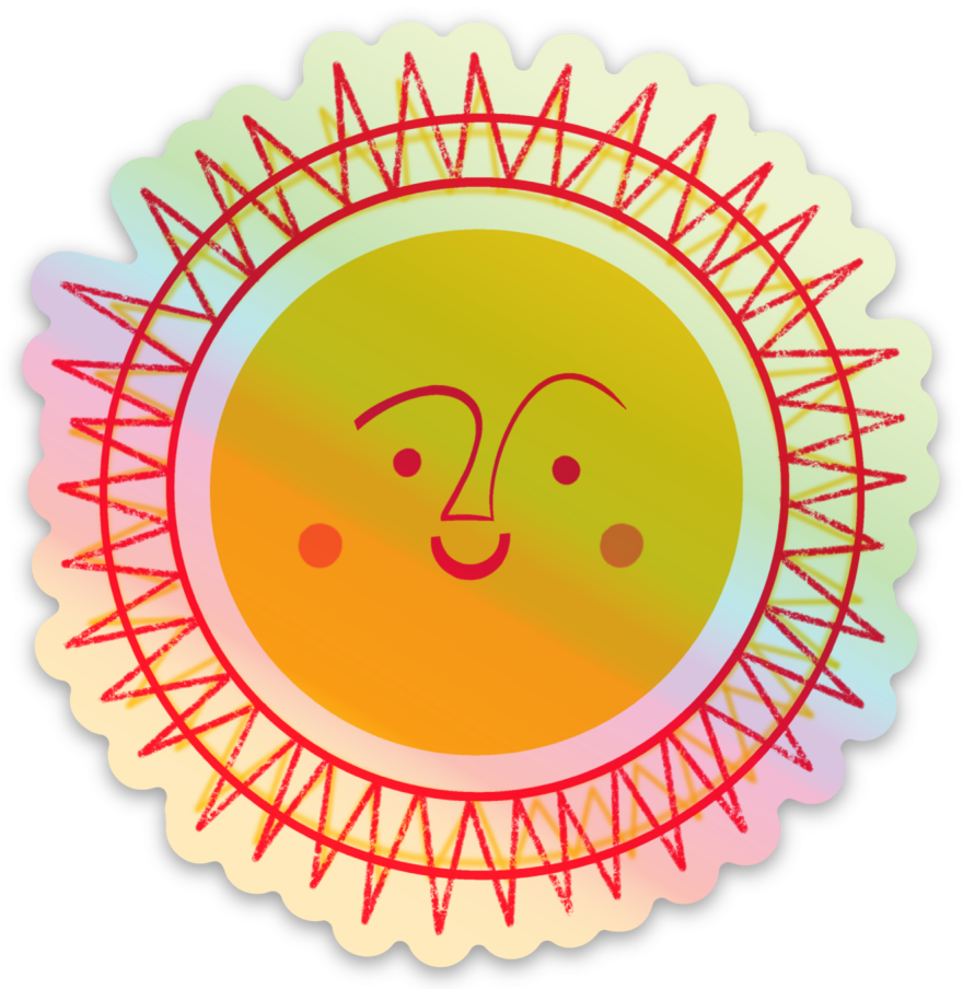 Retro Sun - Holographic Vinyl Sticker