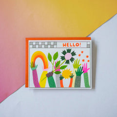 Hello High Fives - Risograph Greeting Card