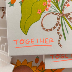 Together bright bouquet - Risograph Greeting Card