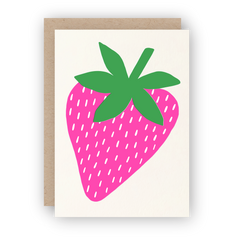 Strawberry Letterpress Blank Greeting Card