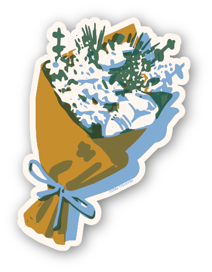 Eco Friendly Brown Paper Bouquet Die Cut Sticker