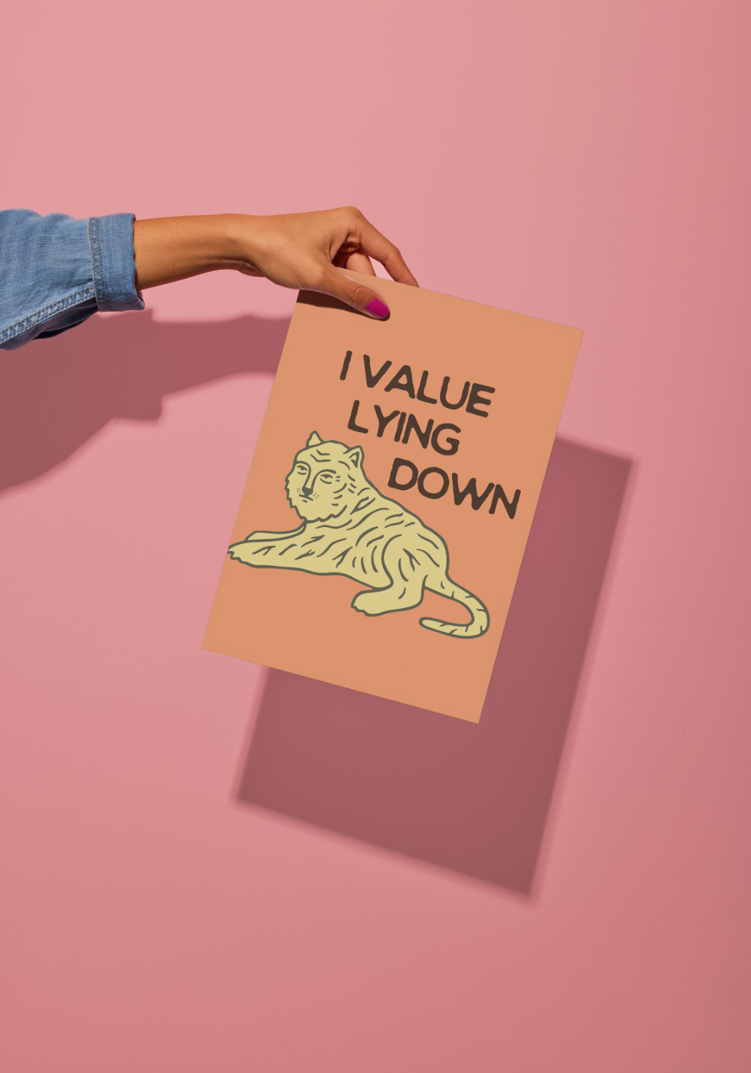 I Value Lying Down Tiger Giclee Print 8x10