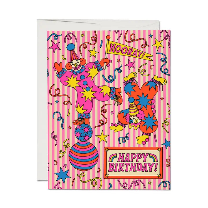Red Cap Cards - Greeting Card - Clowns Happy Birthday!