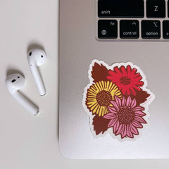 Eco Friendly Sunflower Bunch (Pink) Die Cut Sticker