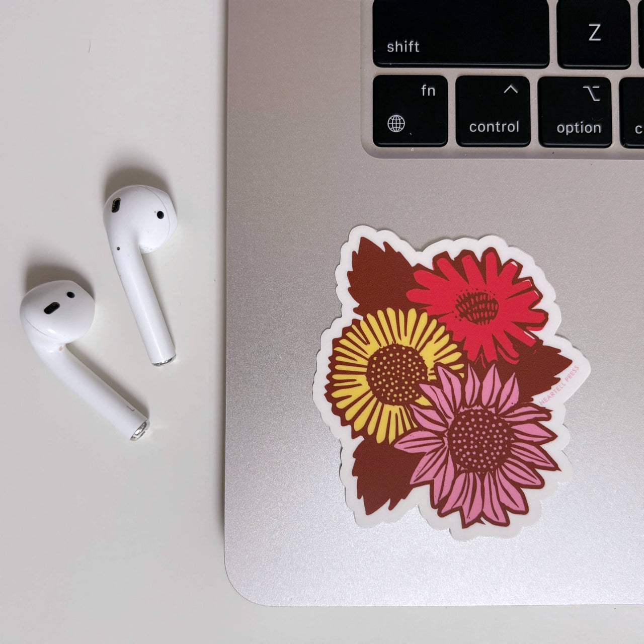 Eco Friendly Sunflower Bunch (Pink) Die Cut Sticker